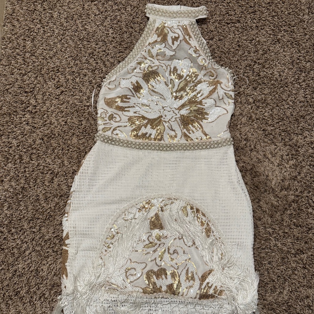 Halter Dress with sequin and fringe